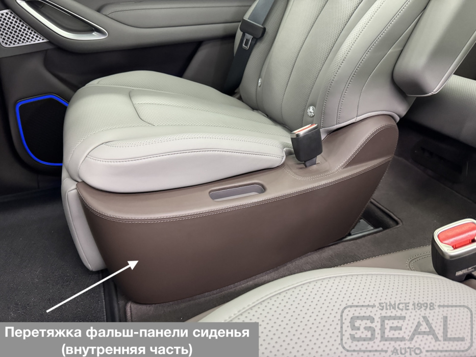 Салон Denza Denza N9 после перетяжки боковых панелей передних сидений