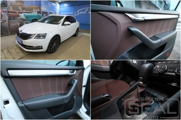 Skoda Octavia A7 Перетяжка дверных карт 