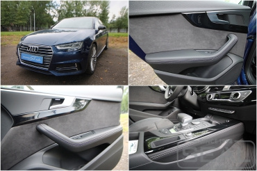 Audi A4 (В9) Перетяжка дверных подлокотников и элементов консоли