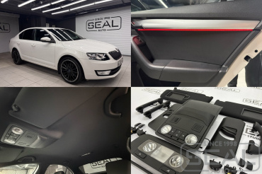 Skoda Octavia A7 Перетяжка потолка и подсветка салона