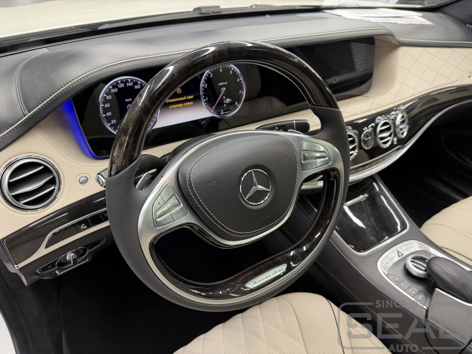 Перетяжка руля Mercedes-Benz S-class (W222) натуральной кожей в Москве.