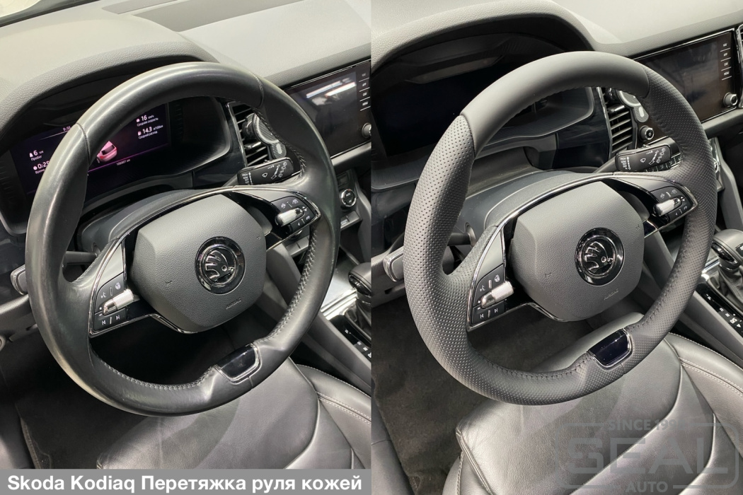 Перешив руля в автомобильную кожу наппа.